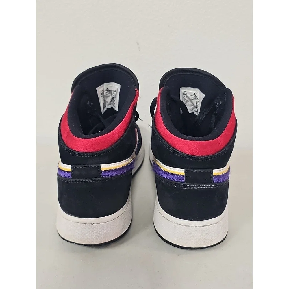 Unisex Kids Nike Jordan 1 Mid Lakers Top 3 (GS) BQ6931-005 White Black Size 5.5Y
